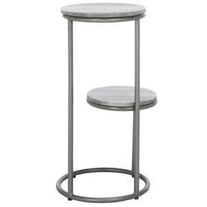 Safavieh Marwell Drink Table - Two-Tier Grey Marble Accent Table With Gunmetal Base For Modern Spaces ACC3722A