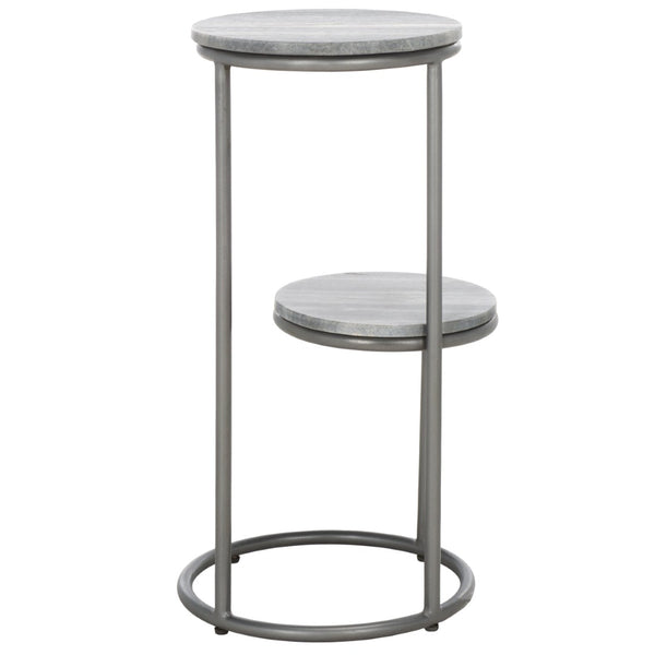 Safavieh Marwell Drink Table - Two-Tier Grey Marble Accent Table With Gunmetal Base For Modern Spaces ACC3722A