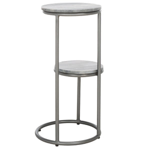 Safavieh Marwell Drink Table - Two-Tier Grey Marble Accent Table With Gunmetal Base For Modern Spaces ACC3722A