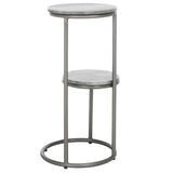 Safavieh Marwell Drink Table  Grey Marble / Silver Leg  Iron ACC3722A