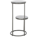 Safavieh Marwell Drink Table  Grey Marble / Silver Leg  Iron ACC3722A