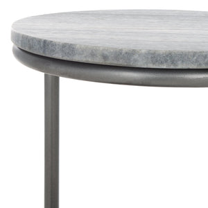 Safavieh Marwell Drink Table - Two-Tier Grey Marble Accent Table With Gunmetal Base For Modern Spaces ACC3722A