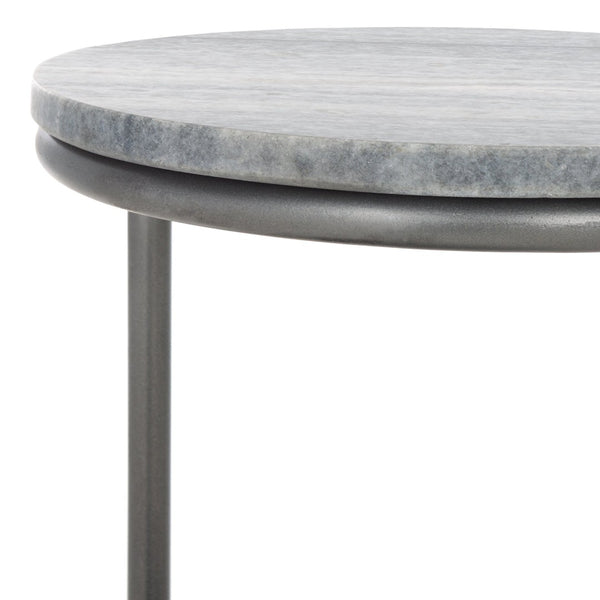 Safavieh Marwell Drink Table - Two-Tier Grey Marble Accent Table With Gunmetal Base For Modern Spaces ACC3722A