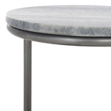 Safavieh Marwell Drink Table  Grey Marble / Silver Leg  Iron ACC3722A