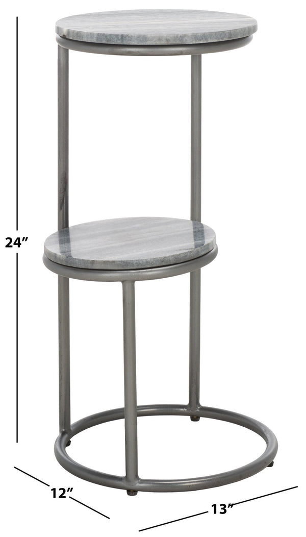 Safavieh Marwell Drink Table - Two-Tier Grey Marble Accent Table With Gunmetal Base For Modern Spaces ACC3722A