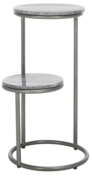 Safavieh Marwell Drink Table - Two-Tier Grey Marble Accent Table With Gunmetal Base For Modern Spaces ACC3722A