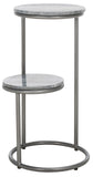 Safavieh Marwell Drink Table  Grey Marble / Silver Leg  Iron ACC3722A