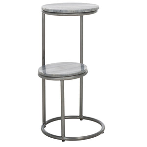 Safavieh Marwell Drink Table - Two-Tier Grey Marble Accent Table With Gunmetal Base For Modern Spaces ACC3722A
