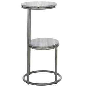 Safavieh Marwell Drink Table - Two-Tier Grey Marble Accent Table With Gunmetal Base For Modern Spaces ACC3722A