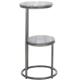 Safavieh Marwell Drink Table  Grey Marble / Silver Leg  Iron ACC3722A