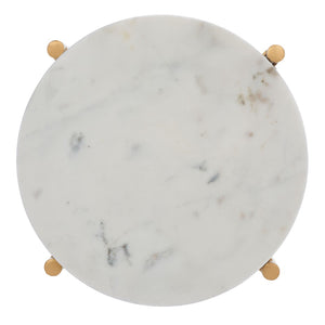 Safavieh Branwen Drink Table – Chic White Marble & Gold Accent Table For Modern Living Room & Small Spaces ACC3723A