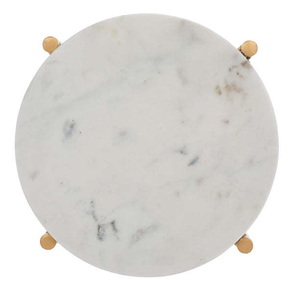Safavieh Branwen Drink Table – Chic White Marble & Gold Accent Table For Modern Living Room & Small Spaces ACC3723A