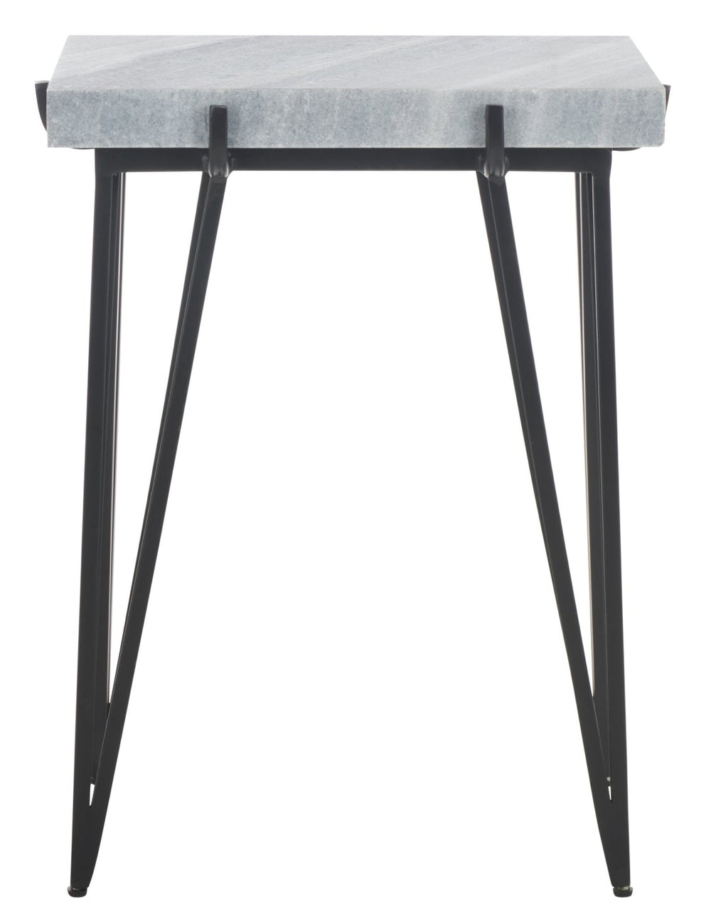Safavieh Rolf Marble Side Table - Elegant Grey & White Design With Sleek Black Metal Legs For Modern Spaces ACC3725A