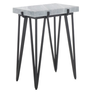 Safavieh Rolf Marble Side Table - Elegant Grey & White Design With Sleek Black Metal Legs For Modern Spaces ACC3725A
