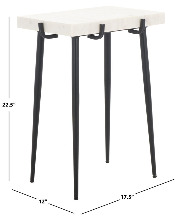 Safavieh Bremen Marble Side Table - Minimalist Design With White Top & Black Legs For Modern Interiors ACC3726A