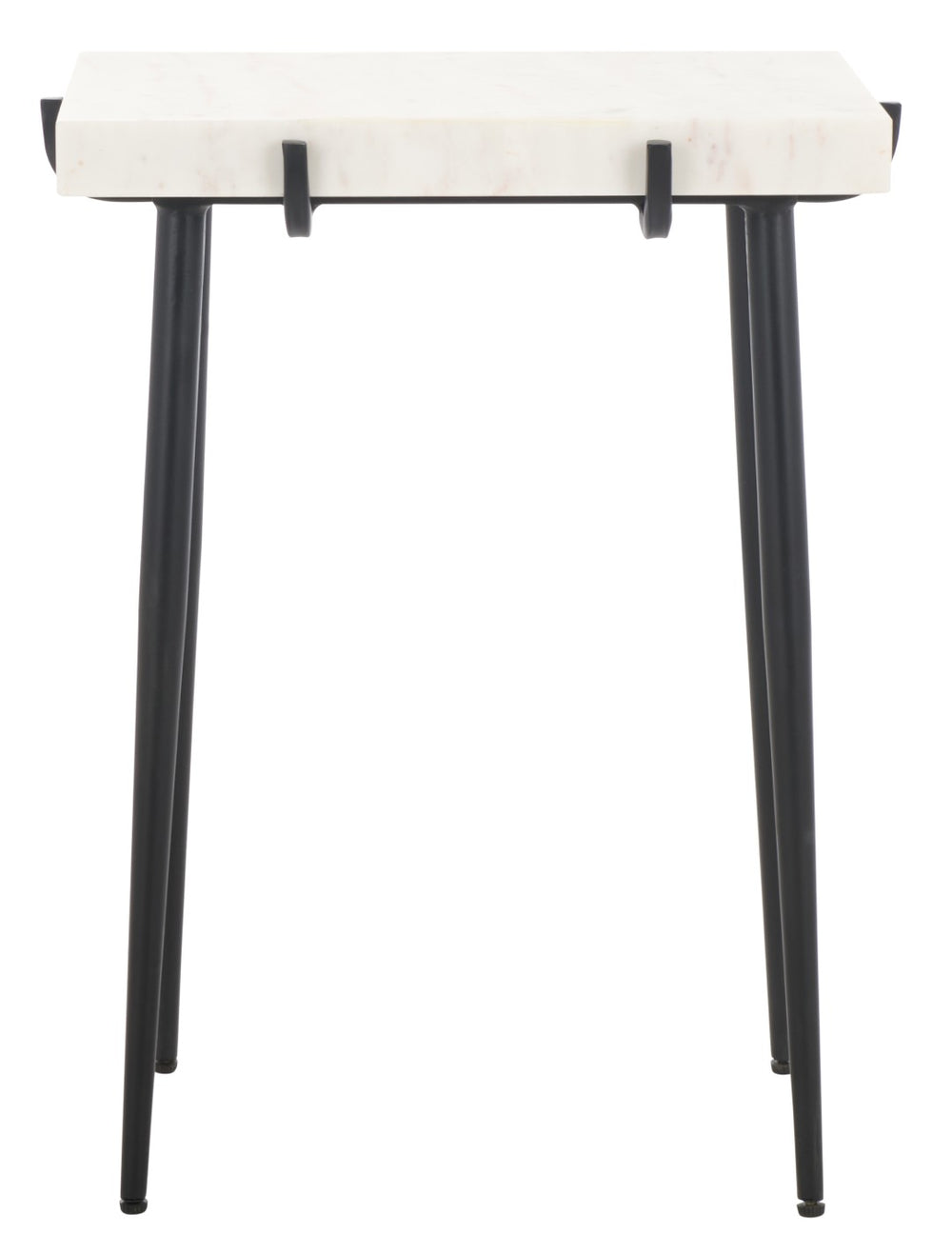 Safavieh Bremen Marble Side Table - Minimalist Design With White Top & Black Legs For Modern Interiors ACC3726A
