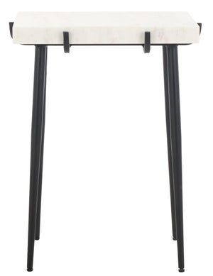Safavieh Bremen Marble Side Table - Minimalist Design With White Top & Black Legs For Modern Interiors ACC3726A