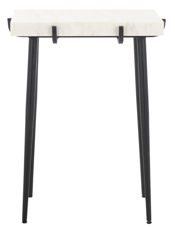Safavieh Bremen Marble Side Table - Minimalist Design With White Top & Black Legs For Modern Interiors ACC3726A