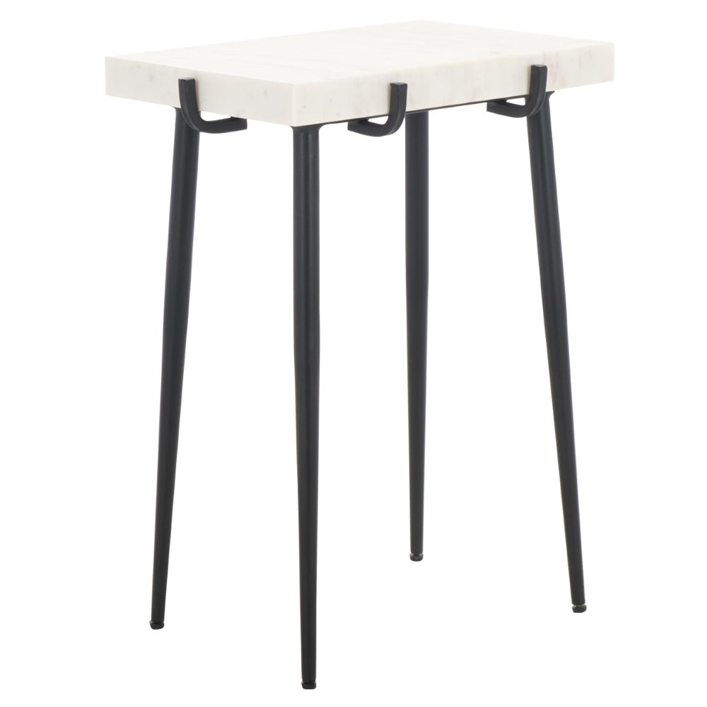 Safavieh Bremen Marble Side Table - Minimalist Design With White Top & Black Legs For Modern Interiors ACC3726A