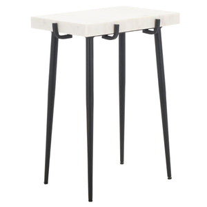 Safavieh Bremen Marble Side Table - Minimalist Design With White Top & Black Legs For Modern Interiors ACC3726A