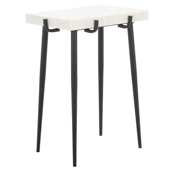 Safavieh Bremen Marble Side Table - Minimalist Design With White Top & Black Legs For Modern Interiors ACC3726A