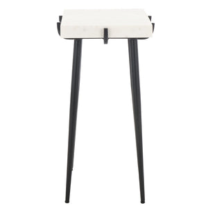 Safavieh Bremen Marble Side Table - Minimalist Design With White Top & Black Legs For Modern Interiors ACC3726A