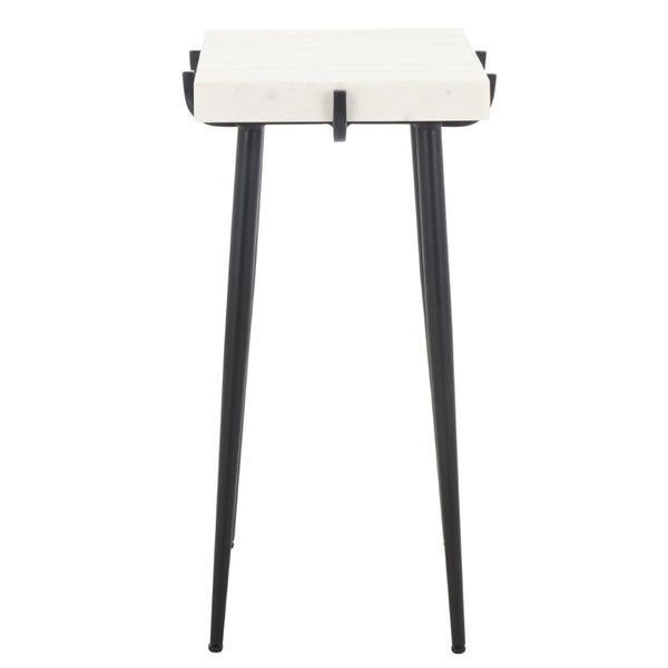 Safavieh Bremen Marble Side Table - Minimalist Design With White Top & Black Legs For Modern Interiors ACC3726A