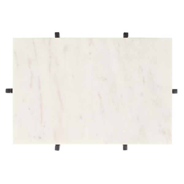 Safavieh Bremen Marble Side Table - Minimalist Design With White Top & Black Legs For Modern Interiors ACC3726A