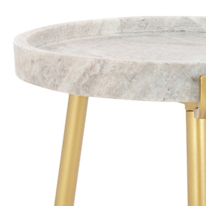 Safavieh Bonn Marble Side Table - Elegant Round Tray Design With Gold-Finish Legs For Stylish Living Spaces ACC3728A