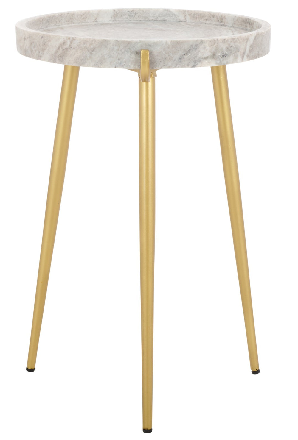 Safavieh Bonn Marble Side Table - Elegant Round Tray Design With Gold-Finish Legs For Stylish Living Spaces ACC3728A