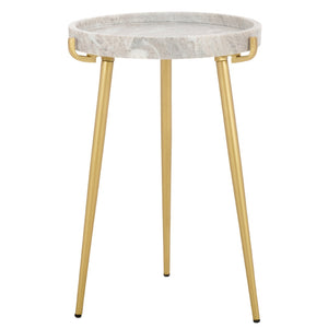 Safavieh Bonn Marble Side Table - Elegant Round Tray Design With Gold-Finish Legs For Stylish Living Spaces ACC3728A