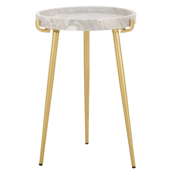 Safavieh Bonn Marble Side Table - Elegant Round Tray Design With Gold-Finish Legs For Stylish Living Spaces ACC3728A