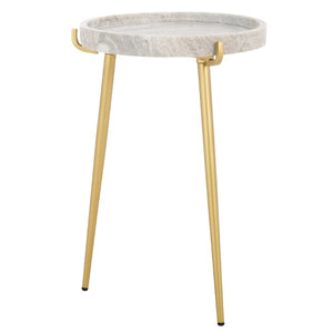 Safavieh Bonn Marble Side Table - Elegant Round Tray Design With Gold-Finish Legs For Stylish Living Spaces ACC3728A