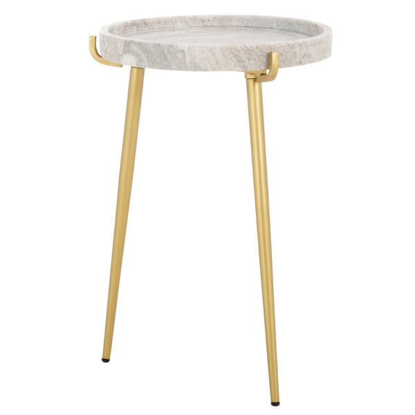 Safavieh Bonn Marble Side Table - Elegant Round Tray Design With Gold-Finish Legs For Stylish Living Spaces ACC3728A