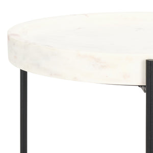 Safavieh Bavaria Marble Side Table - Modern Accent Piece With White Marble Top & Asymmetric Black Metal Base ACC3729A
