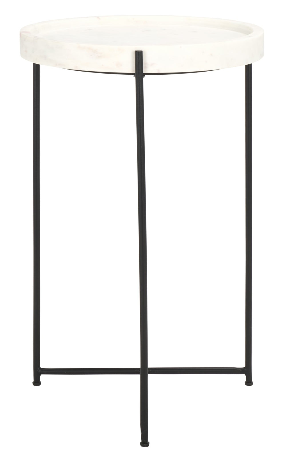 Safavieh Bavaria Marble Side Table - Modern Accent Piece With White Marble Top & Asymmetric Black Metal Base ACC3729A