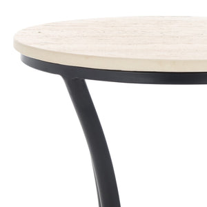 Safavieh Saxony Travertine Side Table - Modern Metal & Natural Stone Accent, Perfect For Living Or Bedroom Use ACC3731A