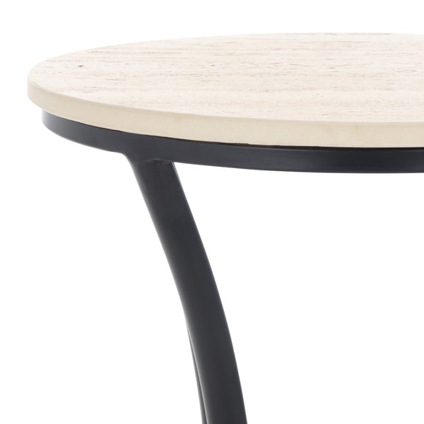Safavieh Saxony Travertine Side Table - Modern Metal & Natural Stone Accent, Perfect For Living Or Bedroom Use ACC3731A