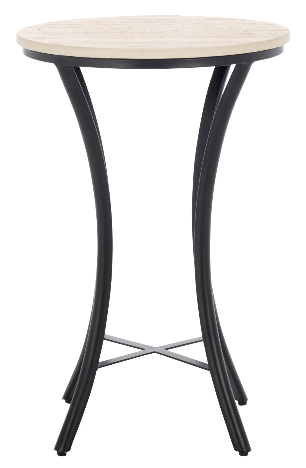 Safavieh Saxony Travertine Side Table - Modern Metal & Natural Stone Accent, Perfect For Living Or Bedroom Use ACC3731A