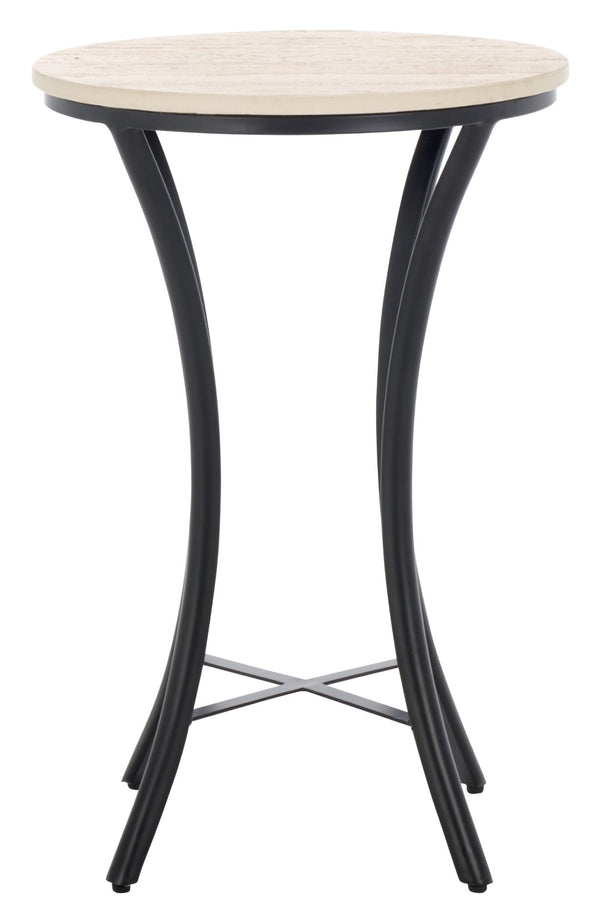 Safavieh Saxony Travertine Side Table - Modern Metal & Natural Stone Accent, Perfect For Living Or Bedroom Use ACC3731A