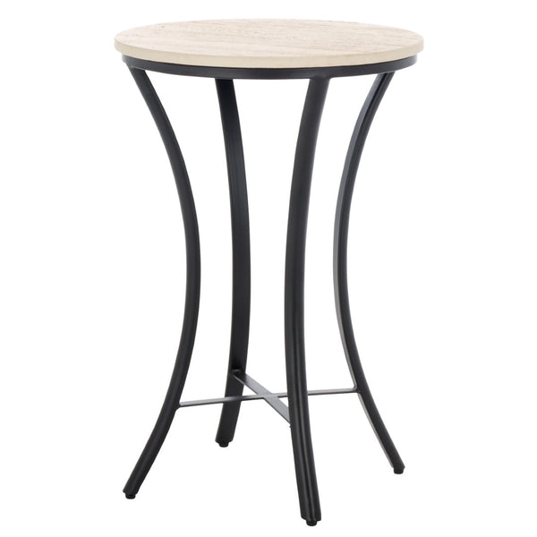 Safavieh Saxony Travertine Side Table - Modern Metal & Natural Stone Accent, Perfect For Living Or Bedroom Use ACC3731A