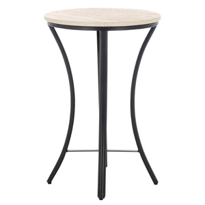 Safavieh Saxony Travertine Side Table - Modern Metal & Natural Stone Accent, Perfect For Living Or Bedroom Use ACC3731A