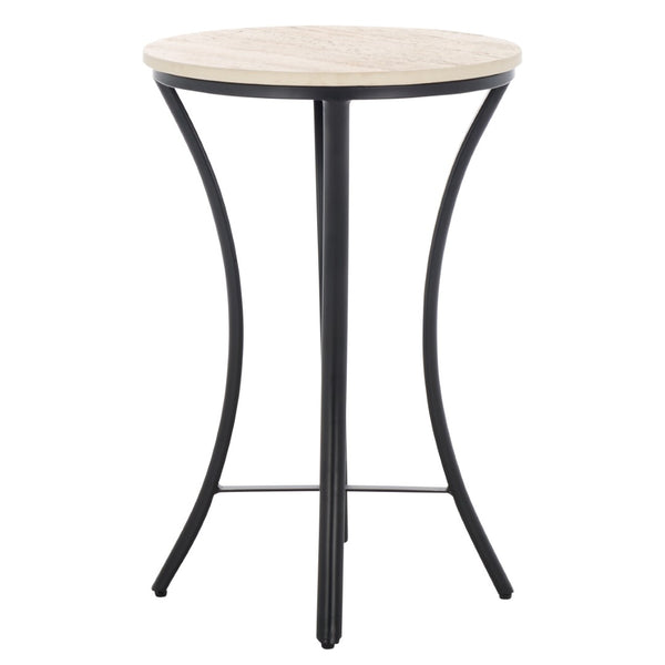 Safavieh Saxony Travertine Side Table - Modern Metal & Natural Stone Accent, Perfect For Living Or Bedroom Use ACC3731A