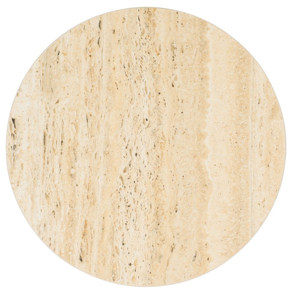 Safavieh Saxony Travertine Side Table - Modern Metal & Natural Stone Accent, Perfect For Living Or Bedroom Use ACC3731A