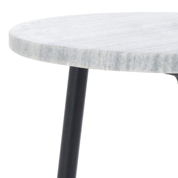 Safavieh Hesse Marble Side Table – Elegant Grey Marble Top With Black Metal Legs For Modern Spaces & Decor ACC3732A