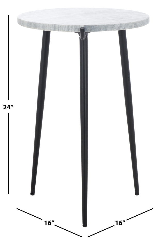 Safavieh Hesse Marble Side Table – Elegant Grey Marble Top With Black Metal Legs For Modern Spaces & Decor ACC3732A