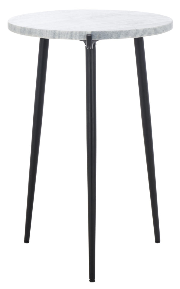 Safavieh Hesse Marble Side Table – Elegant Grey Marble Top With Black Metal Legs For Modern Spaces & Decor ACC3732A