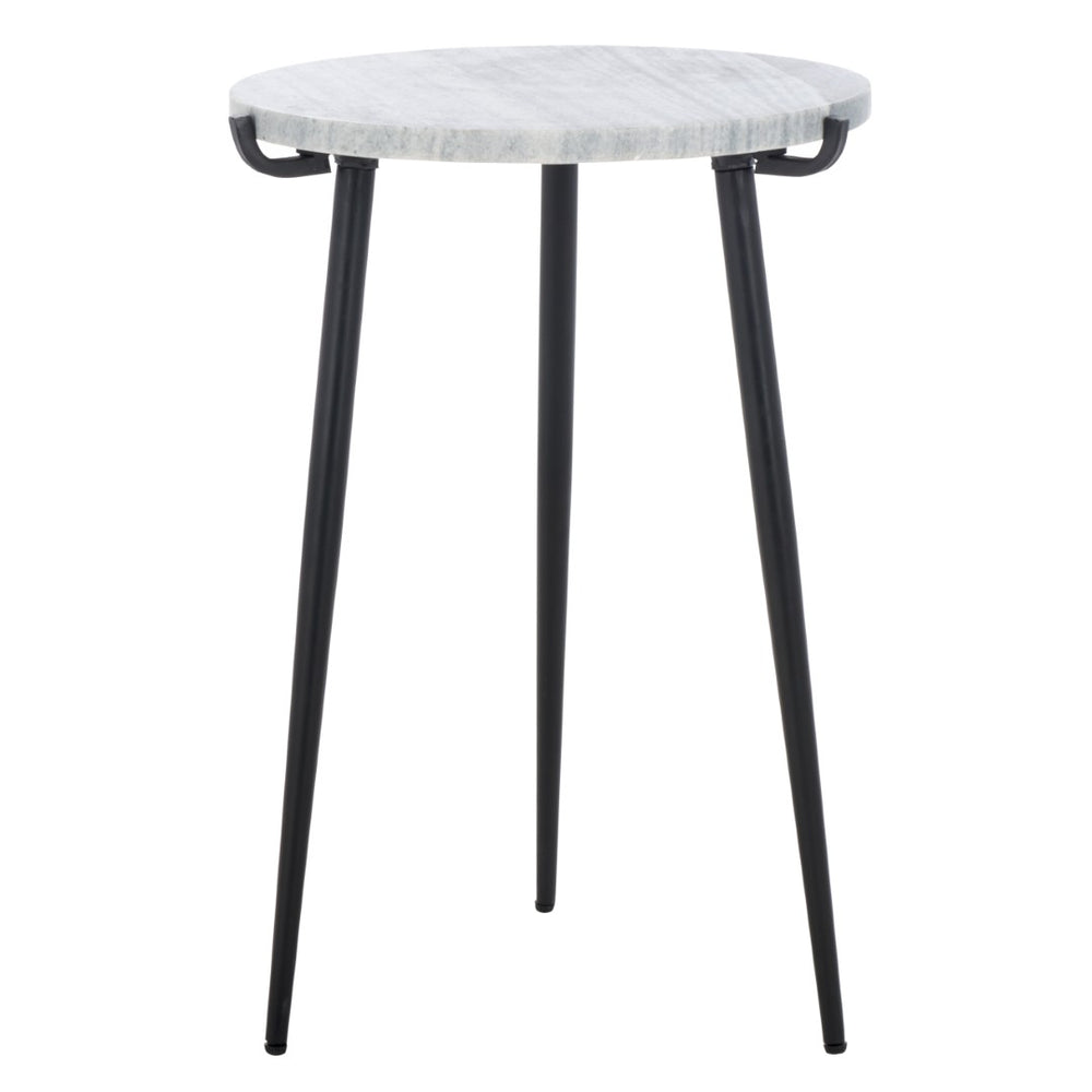 Safavieh Hesse Marble Side Table – Elegant Grey Marble Top With Black Metal Legs For Modern Spaces & Decor ACC3732A