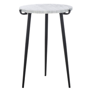 Safavieh Hesse Marble Side Table – Elegant Grey Marble Top With Black Metal Legs For Modern Spaces & Decor ACC3732A