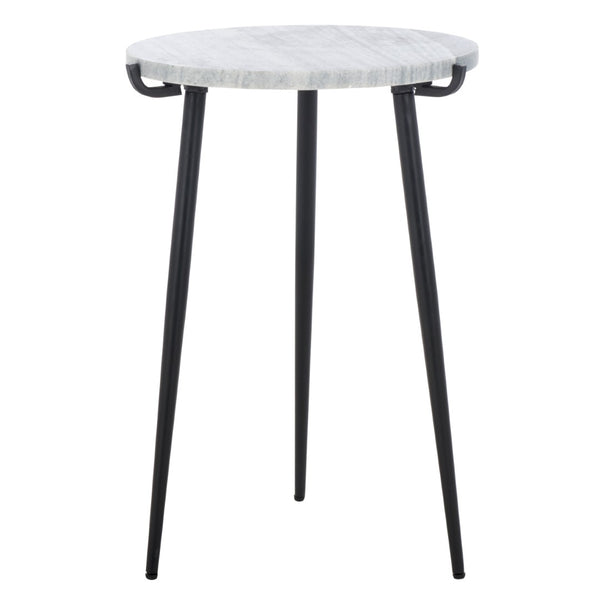 Safavieh Hesse Marble Side Table – Elegant Grey Marble Top With Black Metal Legs For Modern Spaces & Decor ACC3732A